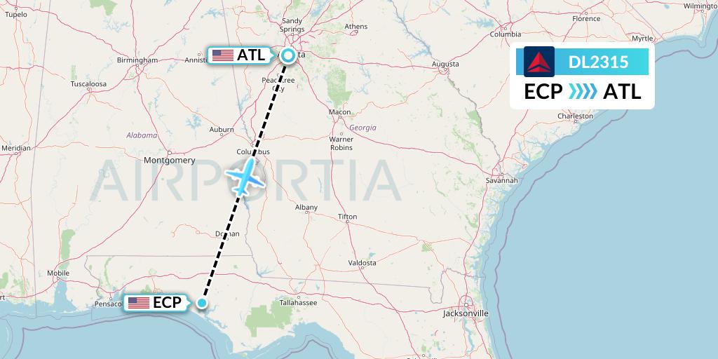 DL2315 Delta Air Lines Flight Map: Panama City to Atlanta