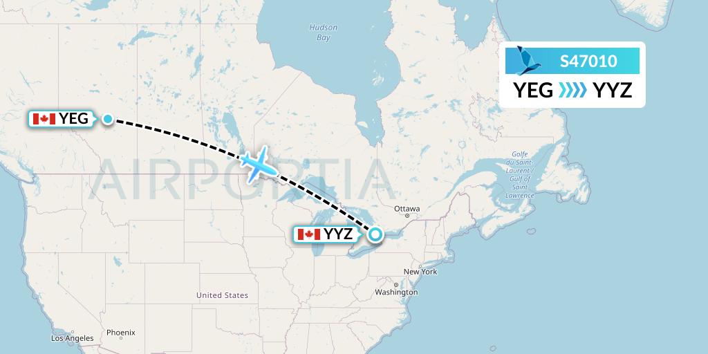 S47010 Azores Airlines Flight Map: Edmonton to Toronto