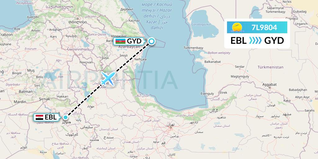 7L9804 Silk Way West Airlines Flight Map: Arbil to Baku