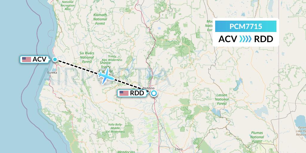 PCM7715 Westair Industries Flight Map: Eureka to Redding
