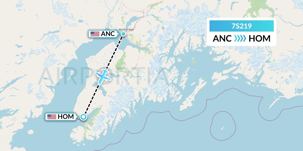 7S219 Ryan Air (USA) Flight Map: Anchorage to Homer