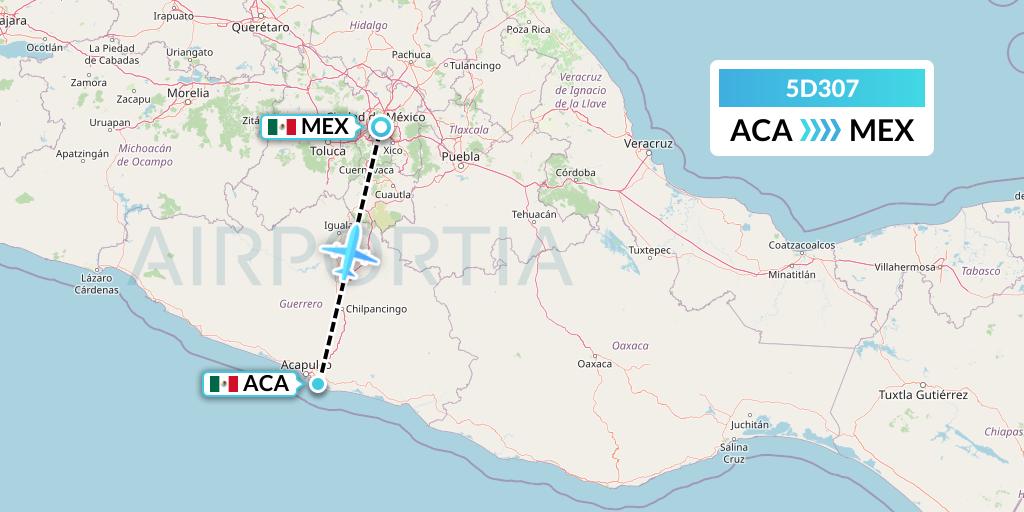 5D307 Aeromexico Connect Flight Map: Acapulco to Mexico City