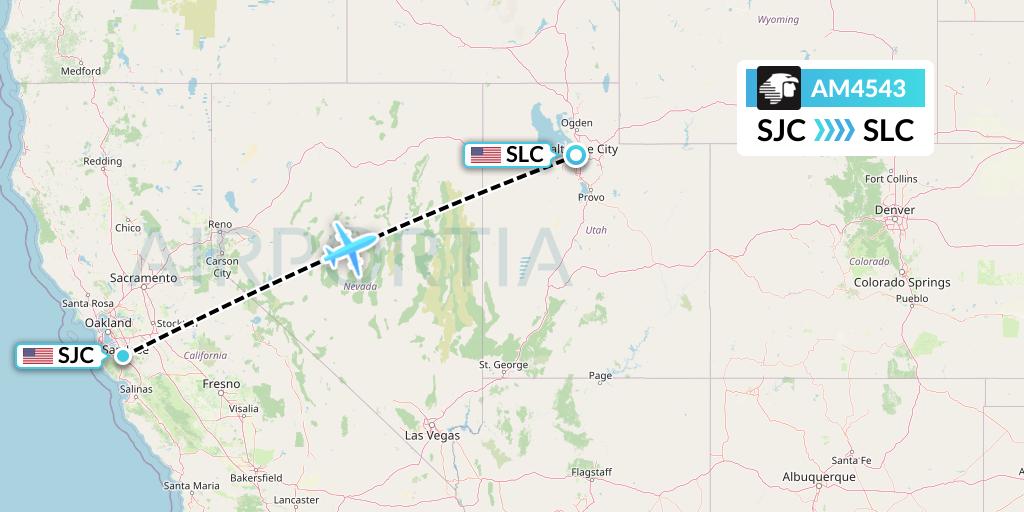 AM4543 Aeromexico Flight Map: San Jose to Salt Lake City