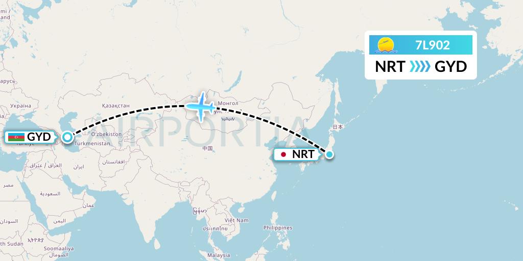 7L902 Silk Way West Airlines Flight Map: Tokyo to Baku