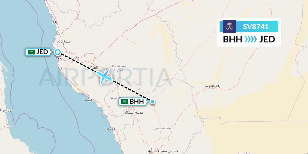 SV8741 Saudi Arabian Airlines Flight Map: Bisha to Jeddah