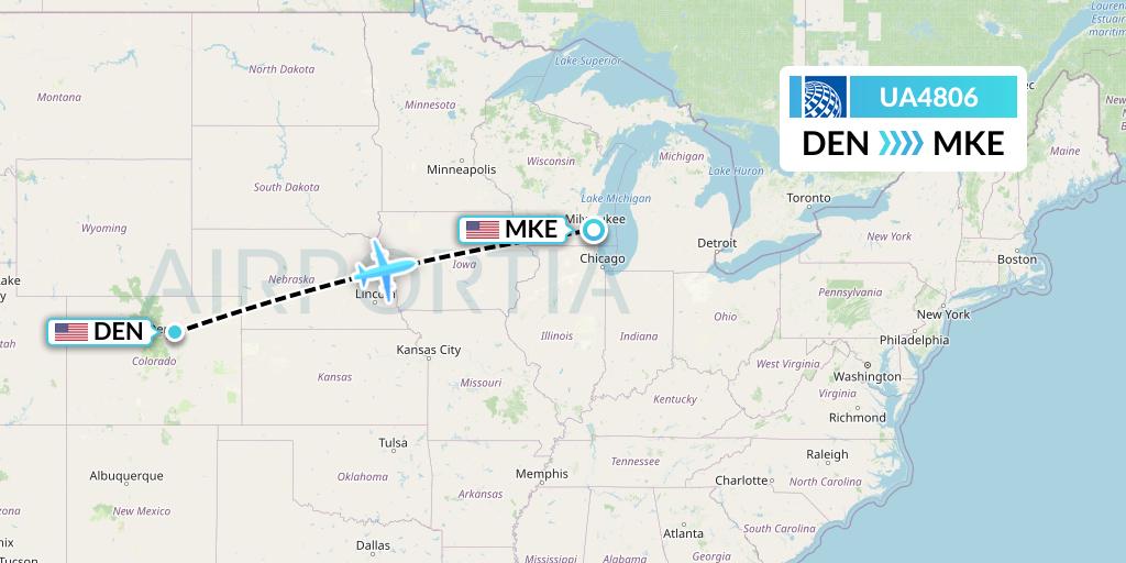 UA4806 United Airlines Flight Map: Denver to Milwaukee