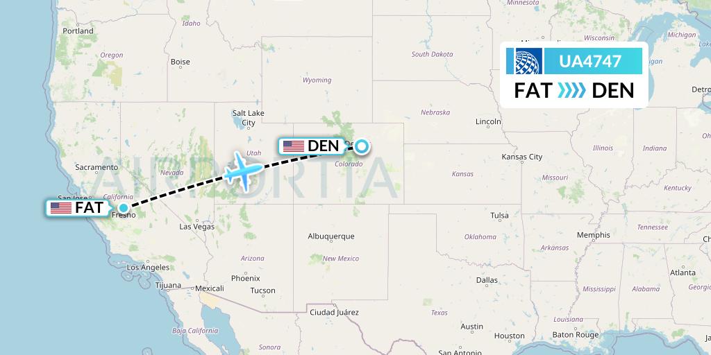 UA4747 United Airlines Flight Map: Fresno to Denver