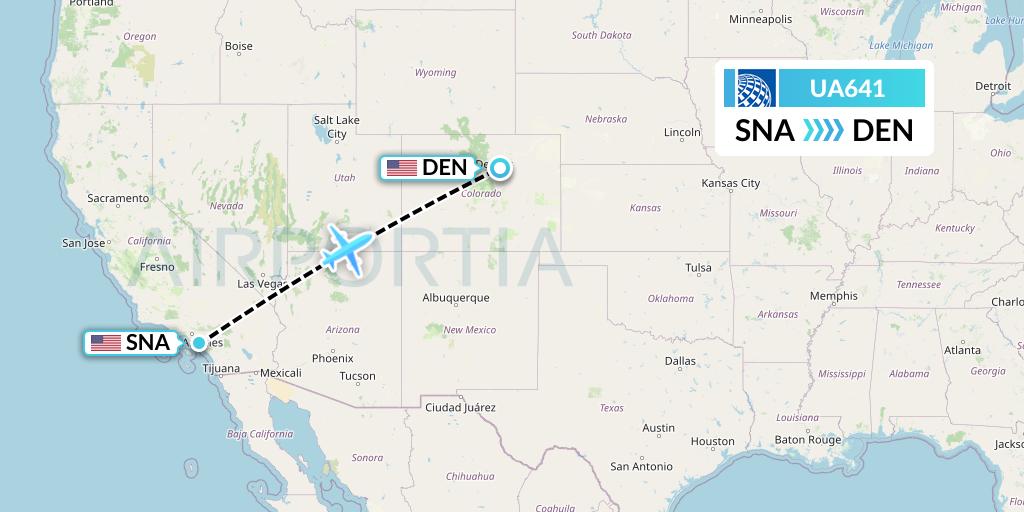 UA641 United Airlines Flight Map: Orange County to Denver