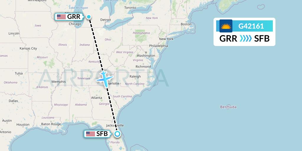 G42161 Allegiant Air Flight Map: Grand Rapids to Orlando