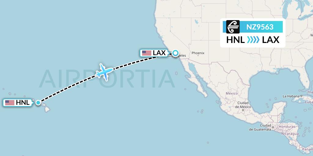 NZ9563 Air New Zealand Flight Map: Honolulu to Los Angeles