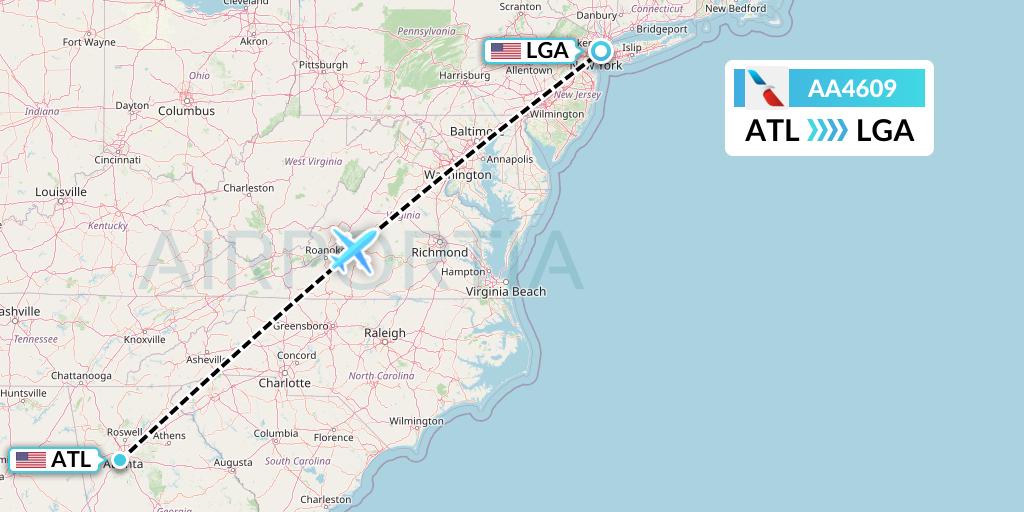AA4609 American Airlines Flight Map: Atlanta to New York