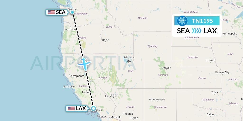 TN1195 Air Tahiti Nui Flight Map: Seattle to Los Angeles
