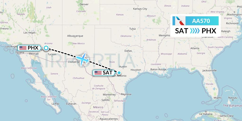 AA570 American Airlines Flight Map: San Antonio to Phoenix