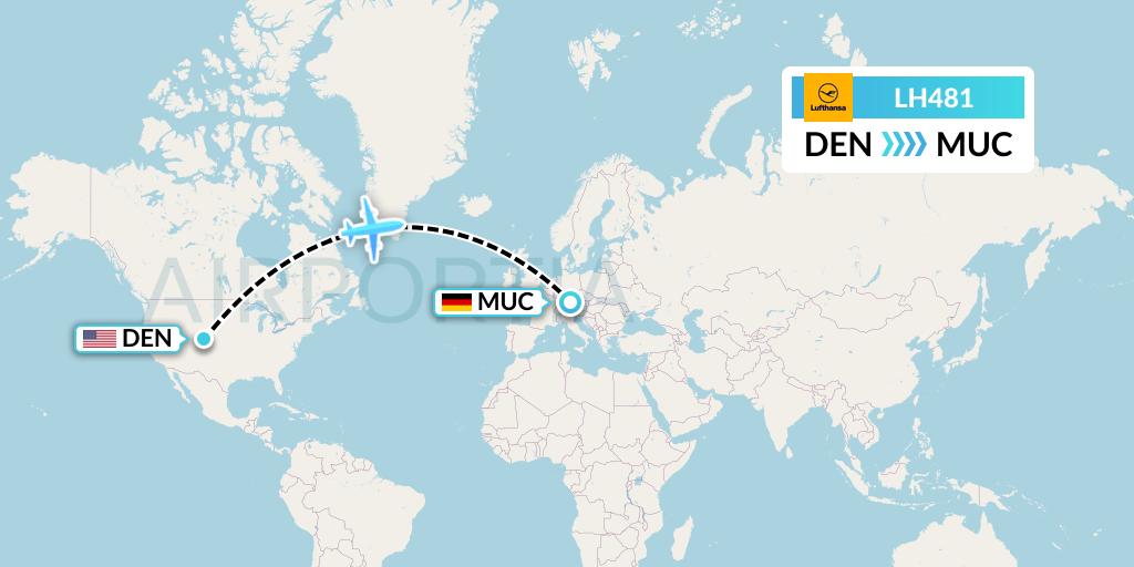 LH481 Lufthansa Flight Map: Denver to Munich