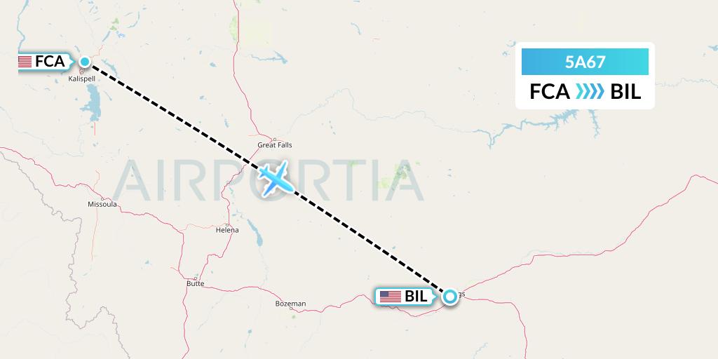 5A67 Alpine Air Express Flight Map: Kalispell to Billings