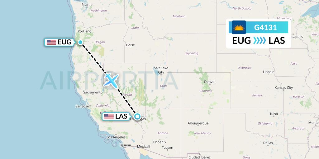 G4131 Allegiant Air Flight Map: Eugene to Las Vegas