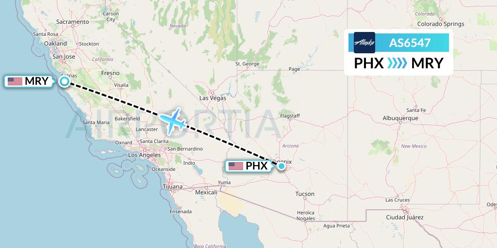 AS6547 Alaska Airlines Flight Map: Phoenix to Monterey