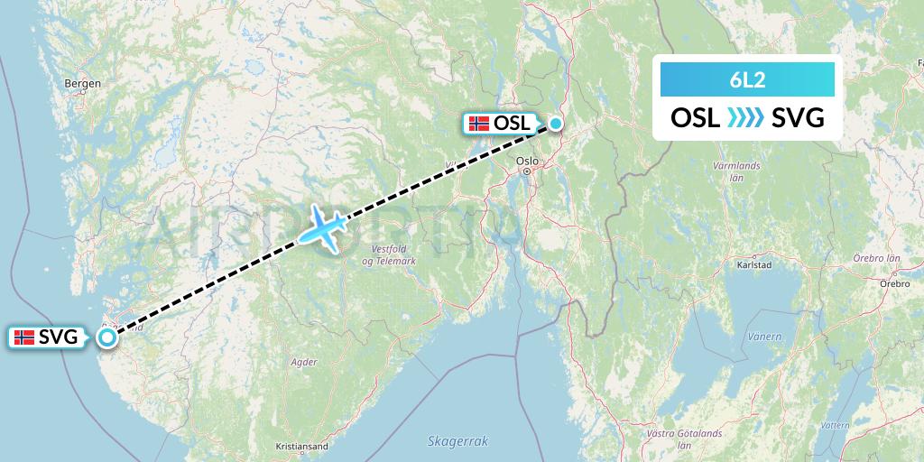 6L2 Aklak Air Flight Map: Oslo to Stavanger