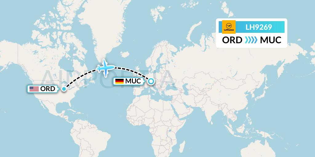 LH9269 Lufthansa Flight Map: Chicago to Munich