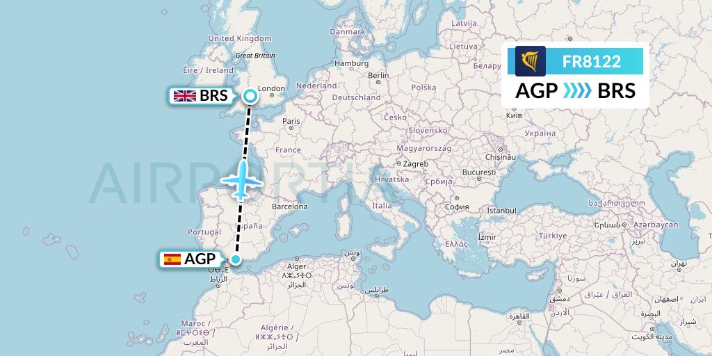 FR8122 Ryanair Flight Map: Malaga to Bristol