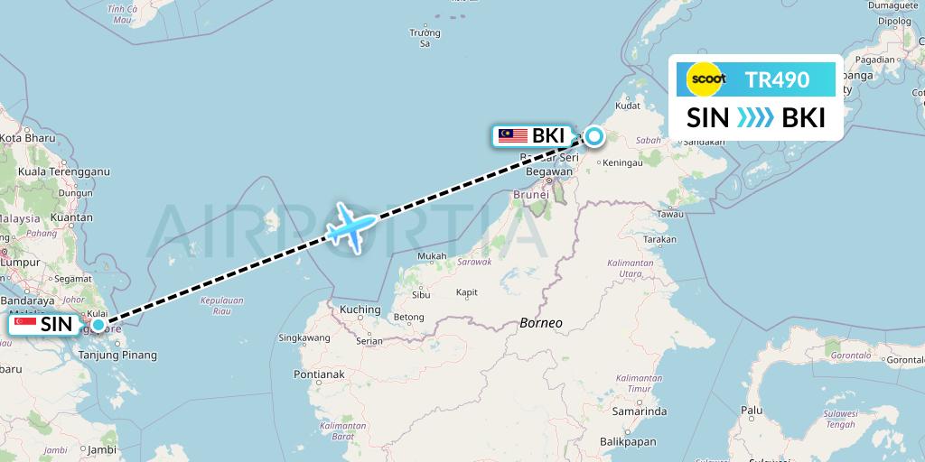 TR490 Flight Status Tigerair Singapore to Kota Kinabalu (TGW490)