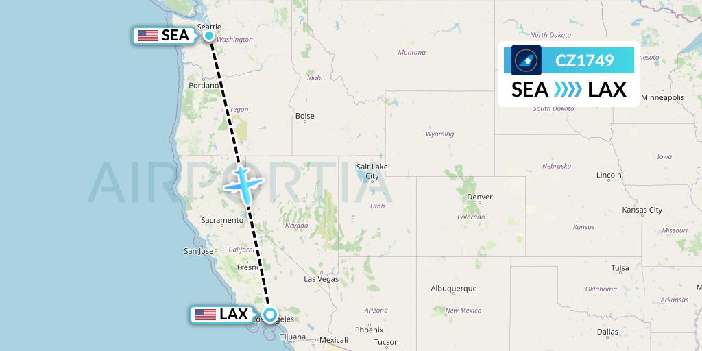 CZ1749 China Southern Airlines Flight Map: Seattle to Los Angeles