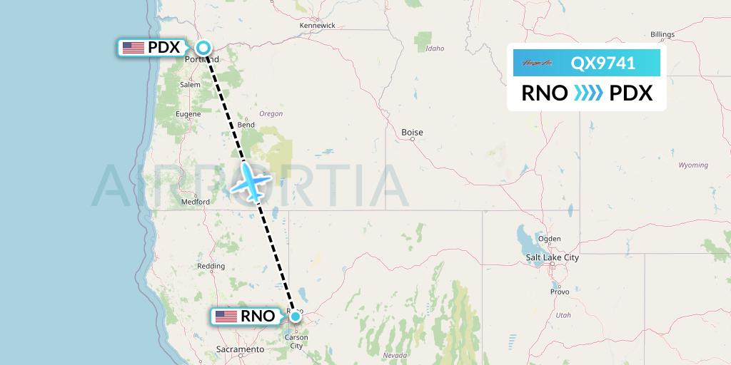 QX9741 Horizon Air Flight Map: Reno to Portland