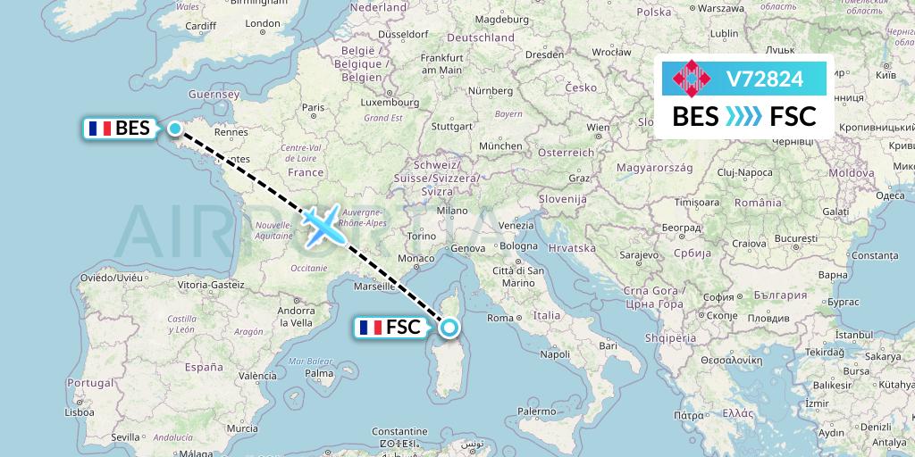 V72824 Volotea Flight Map: Brest to Figari