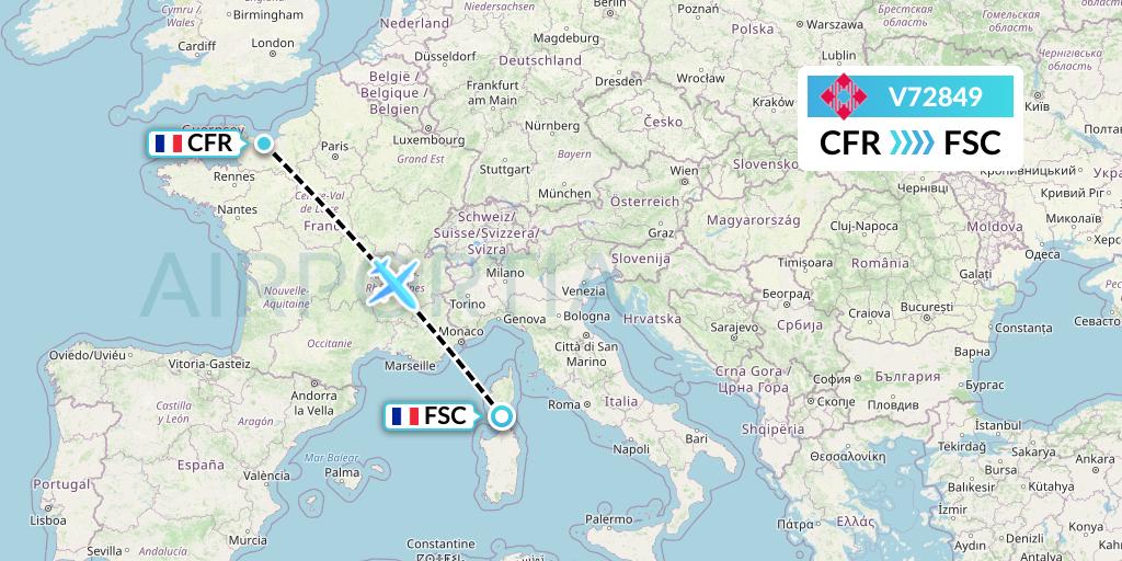 V72849 Volotea Flight Map: Caen to Figari
