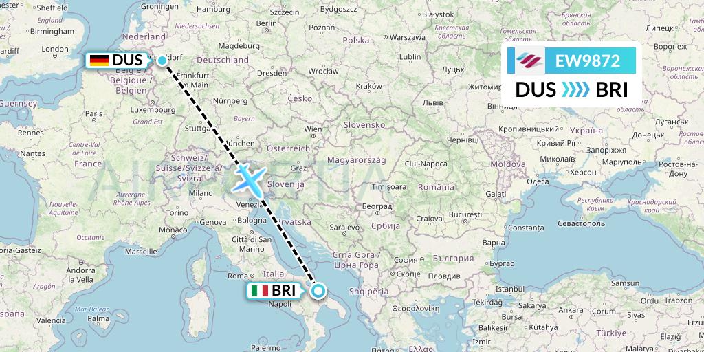 EW9872 Eurowings Flight Map: Dusseldorf to Bari