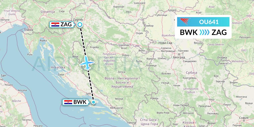 OU641 Flight Status Croatia Airlines Bol to Zagreb (CTN641)
