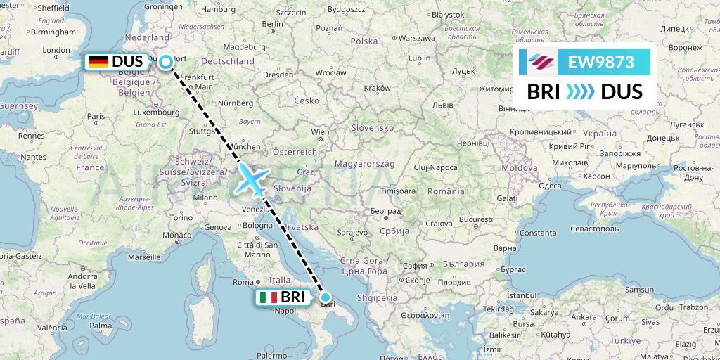EW9873 Eurowings Flight Map: Bari to Dusseldorf