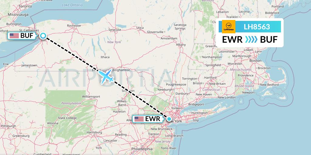 LH8563 Lufthansa Flight Map: New York to Buffalo