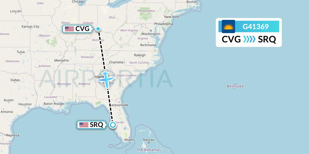 G41369 Allegiant Air Flight Map: Cincinnati to Sarasota