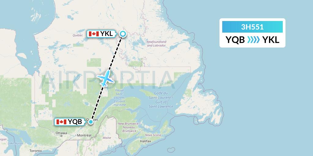 3H551 Air Inuit Flight Map: Quebec to Schefferville