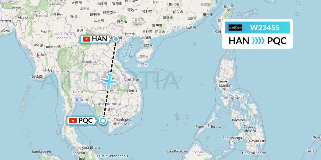 W23455 Flex Flight Flight Map: Hanoi to Phu Quoc