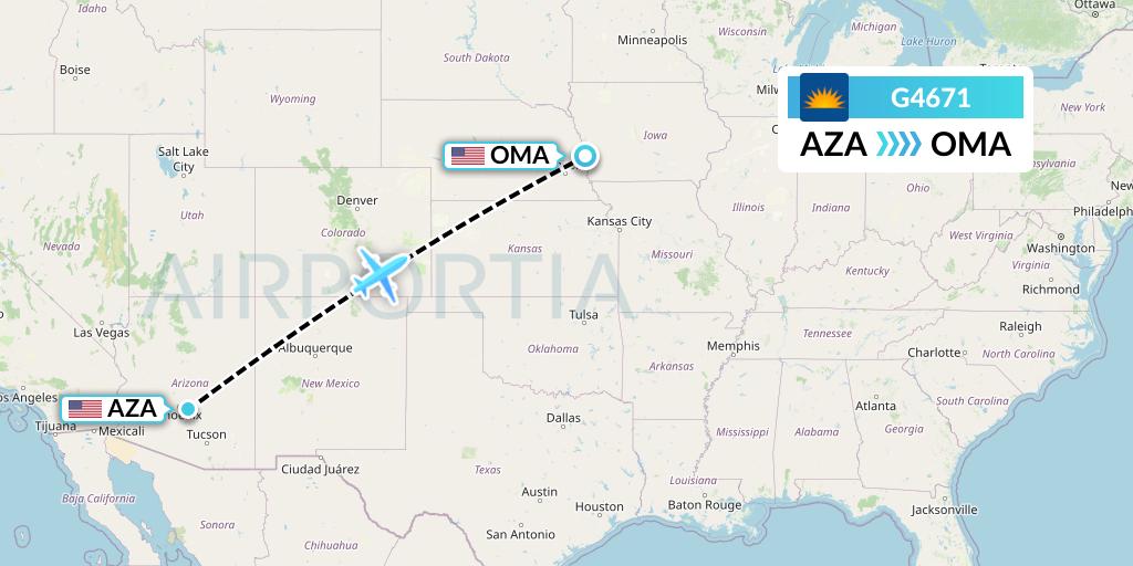 G4671 Allegiant Air Flight Map: Phoenix to Omaha
