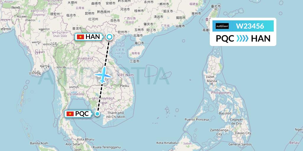 W23456 Flex Flight Flight Map: Phu Quoc to Hanoi