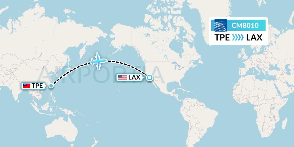 CM8010 Copa Airlines Flight Map: Taipei to Los Angeles