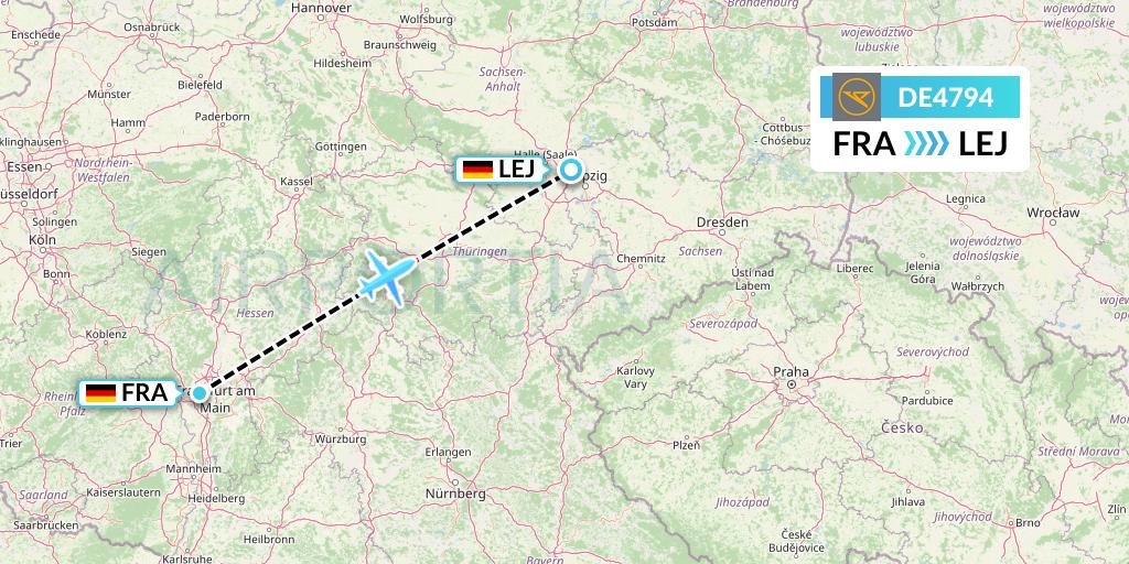 DE4794 Condor Flight Map: Frankfurt to Leipzig