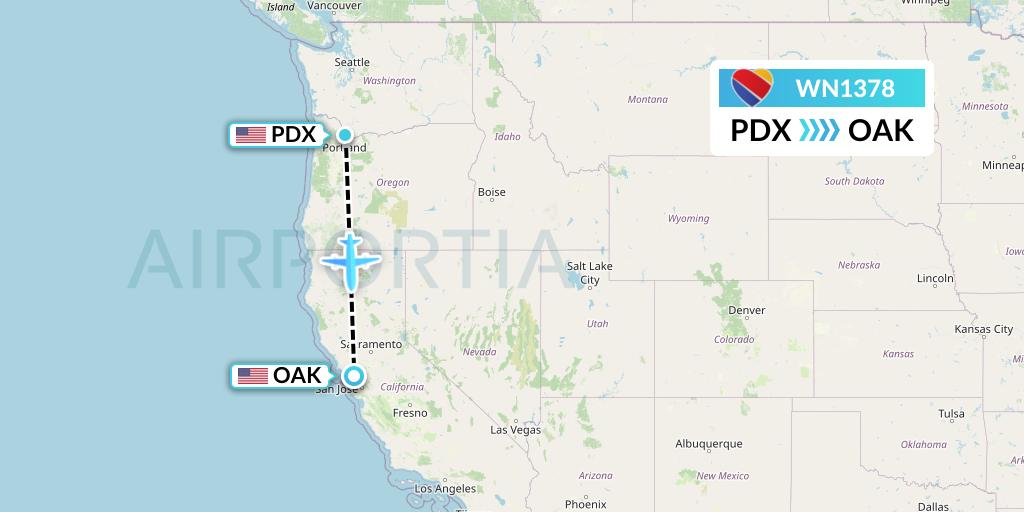 WN1378 Southwest Airlines Flight Map: Portland to Oakland