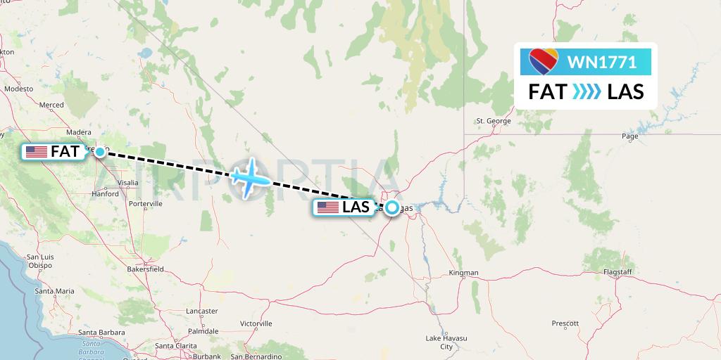 WN1771 Southwest Airlines Flight Map: Fresno to Las Vegas