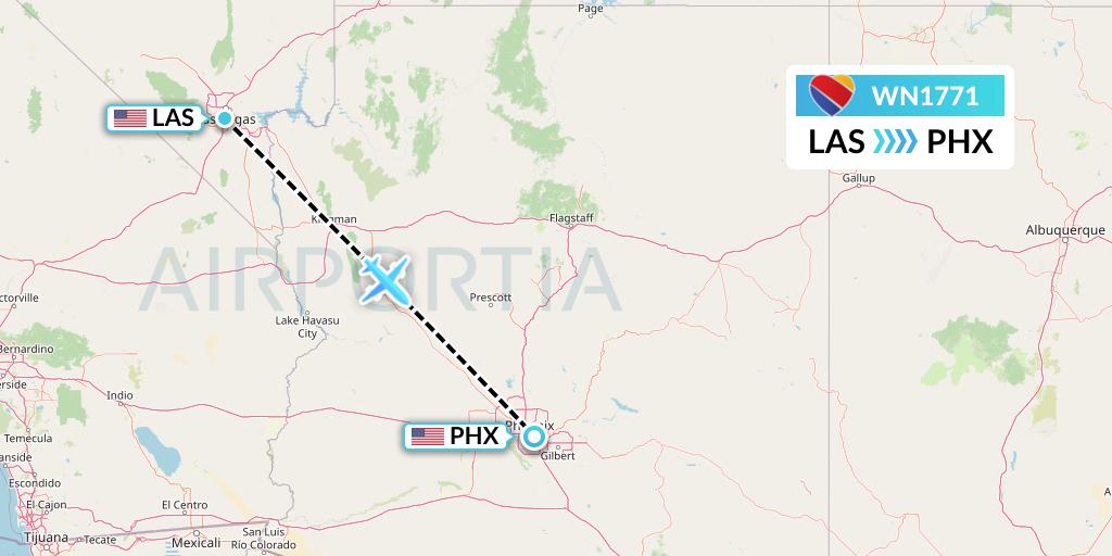 WN1771 Southwest Airlines Flight Map: Las Vegas to Phoenix