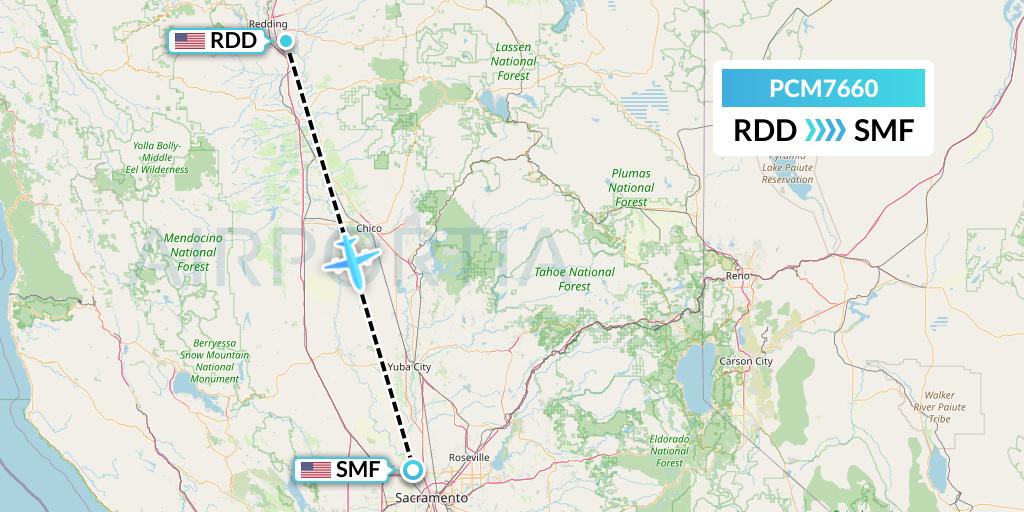 PCM7660 Westair Industries Flight Map: Redding to Sacramento