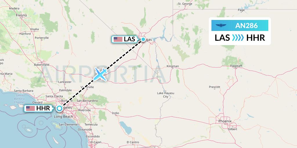 AN286 Advanced Air Flight Map: Las Vegas to Hawthorne