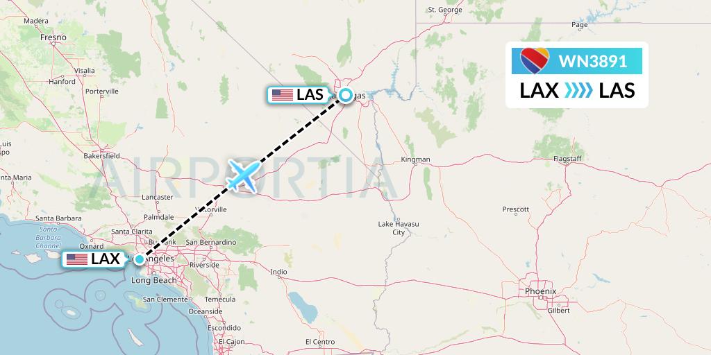 WN3891 Southwest Airlines Flight Map: Los Angeles to Las Vegas