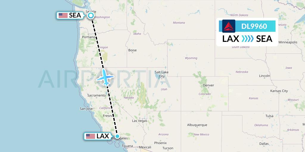 DL9960 Delta Air Lines Flight Map: Los Angeles to Seattle
