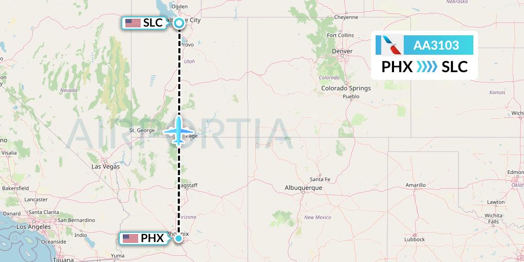 AA3103 American Airlines Flight Map: Phoenix to Salt Lake City