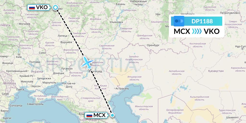 DP1188 Pobeda Flight Map: Makhachkala to Moscow