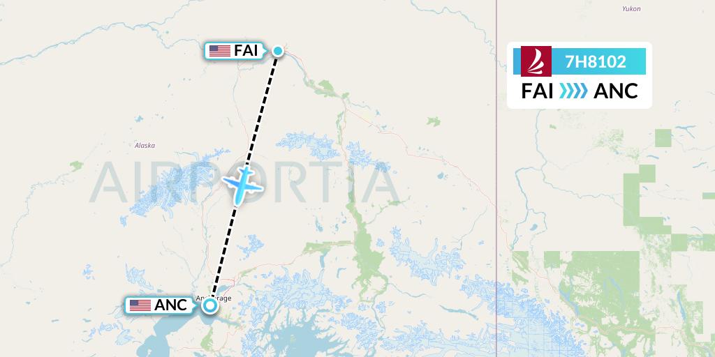 7H8102 Ravn Alaska Flight Map: Fairbanks to Anchorage